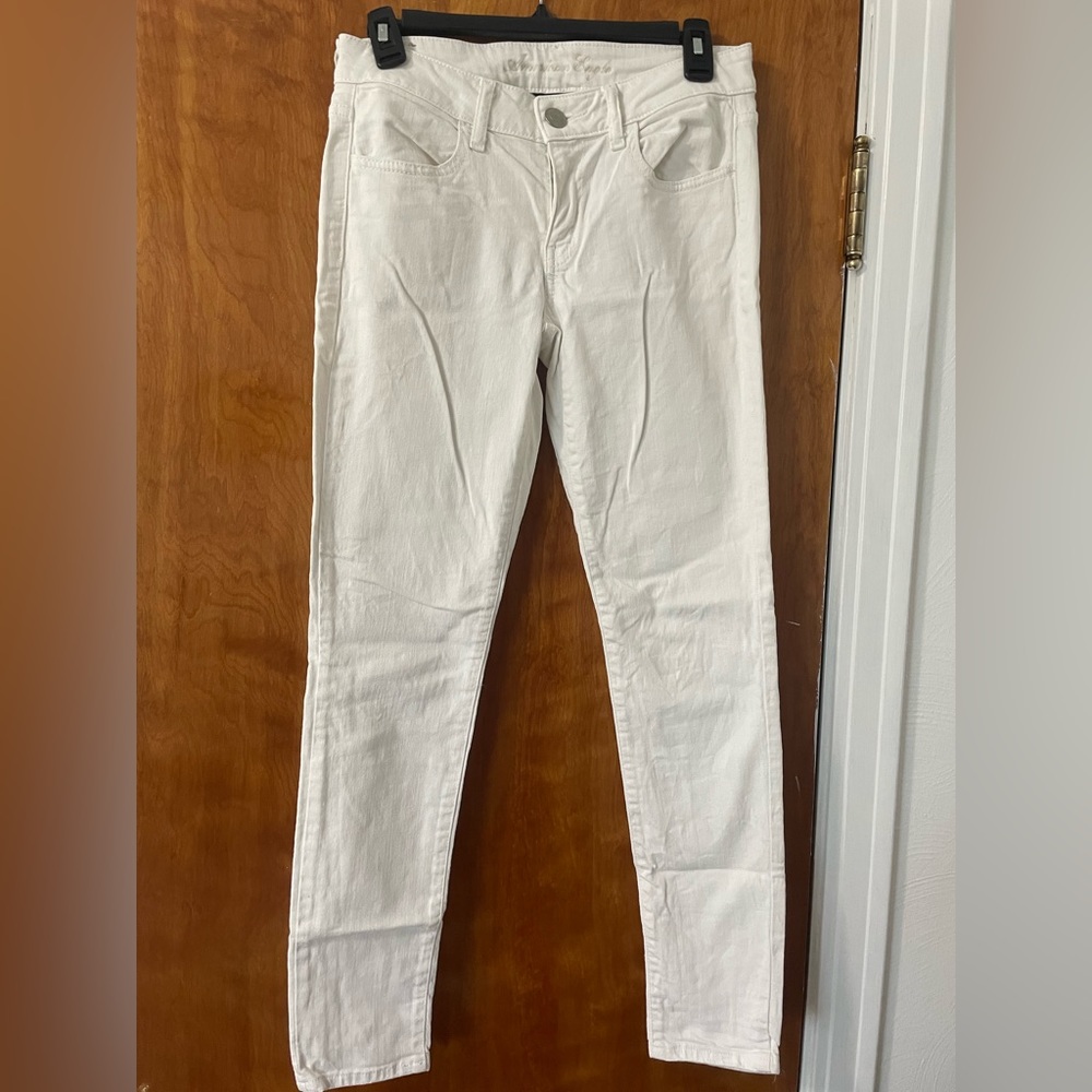 American Eagle White Denim Stretch Jeans Jeggings Size 4 Regular LIKE NEW